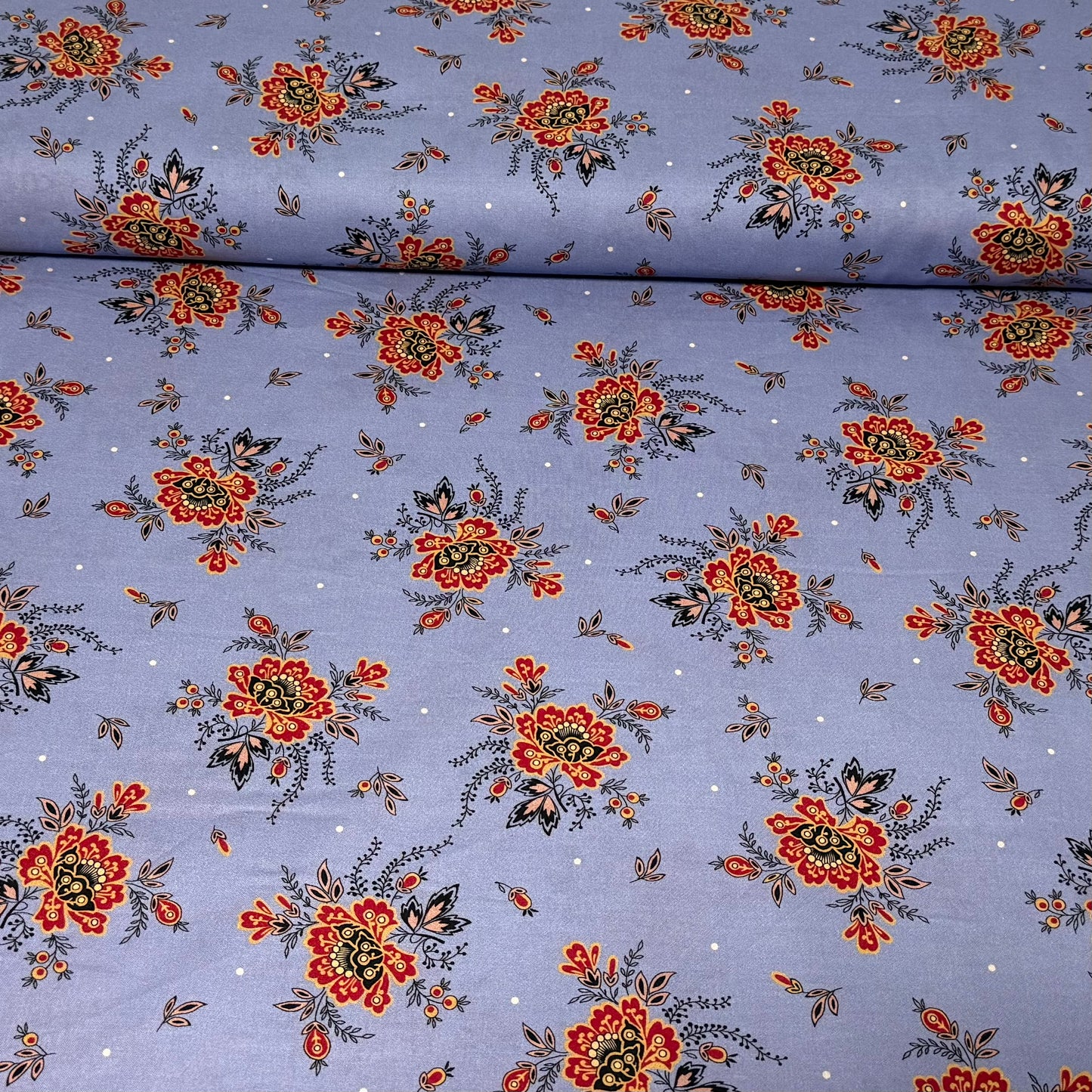 Vintage Purplish Floral Print Fabric - 100% Cotton | 45” Wide