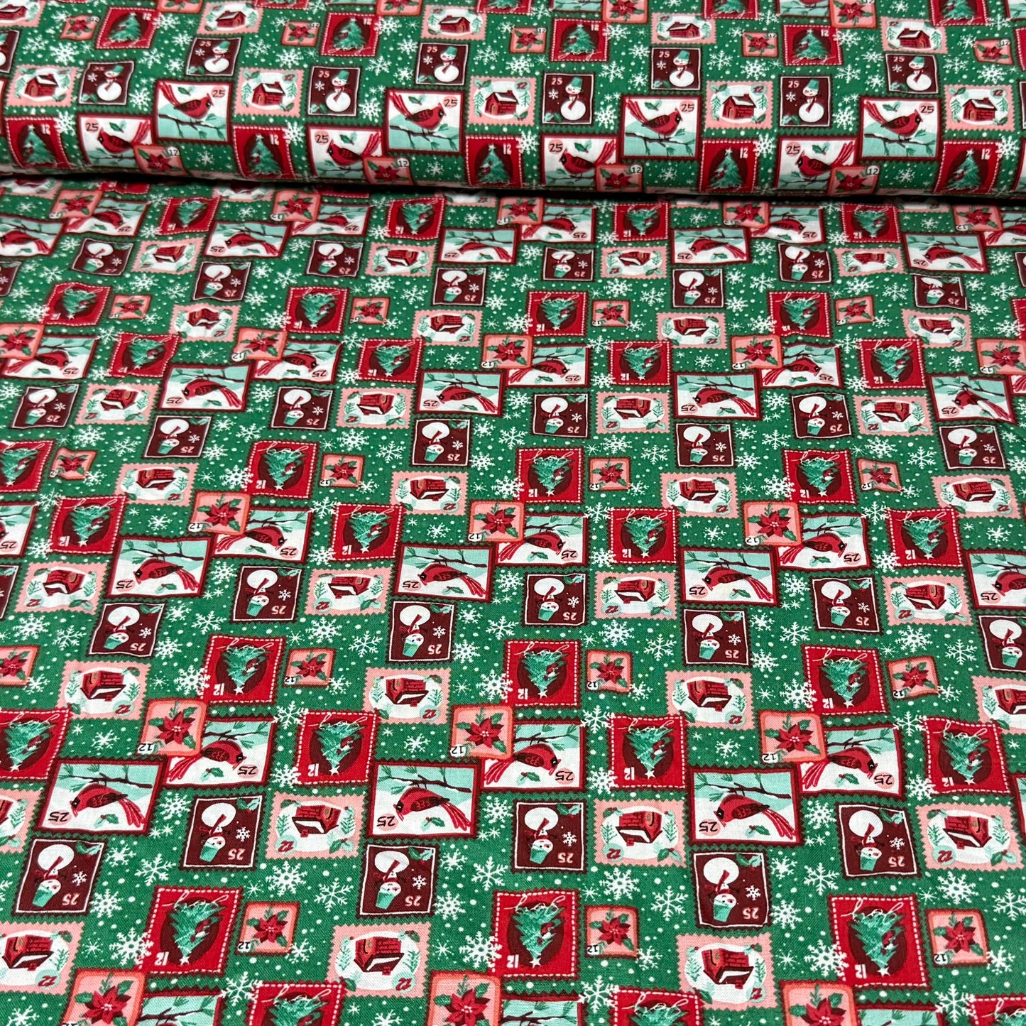 Vintage Christmas Patchwork Print Fabric – 100% Cotton | 45” Wide