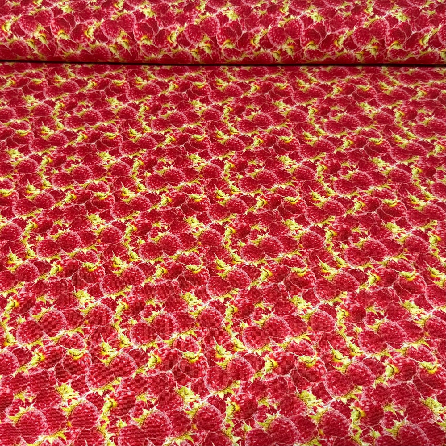 Sweet Raspberry Patch Print Fabric – 100% Cotton | 45” Wide