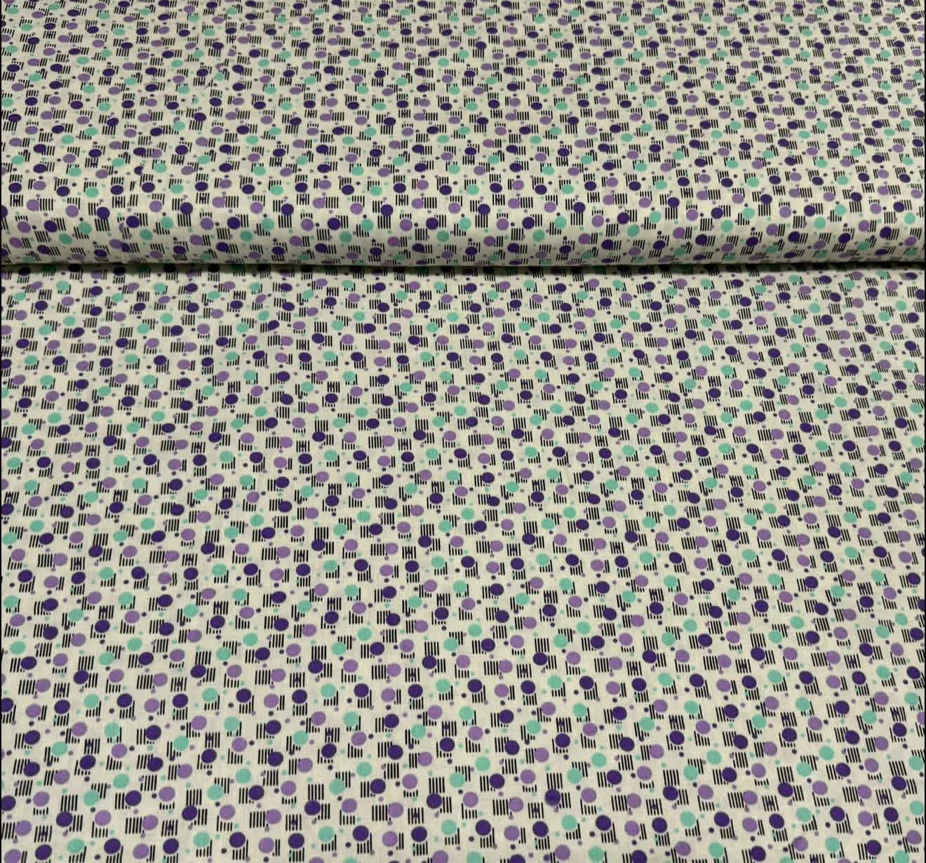 Retro Dot Mosaic Print Fabric – 100% Cotton | 45” Wide