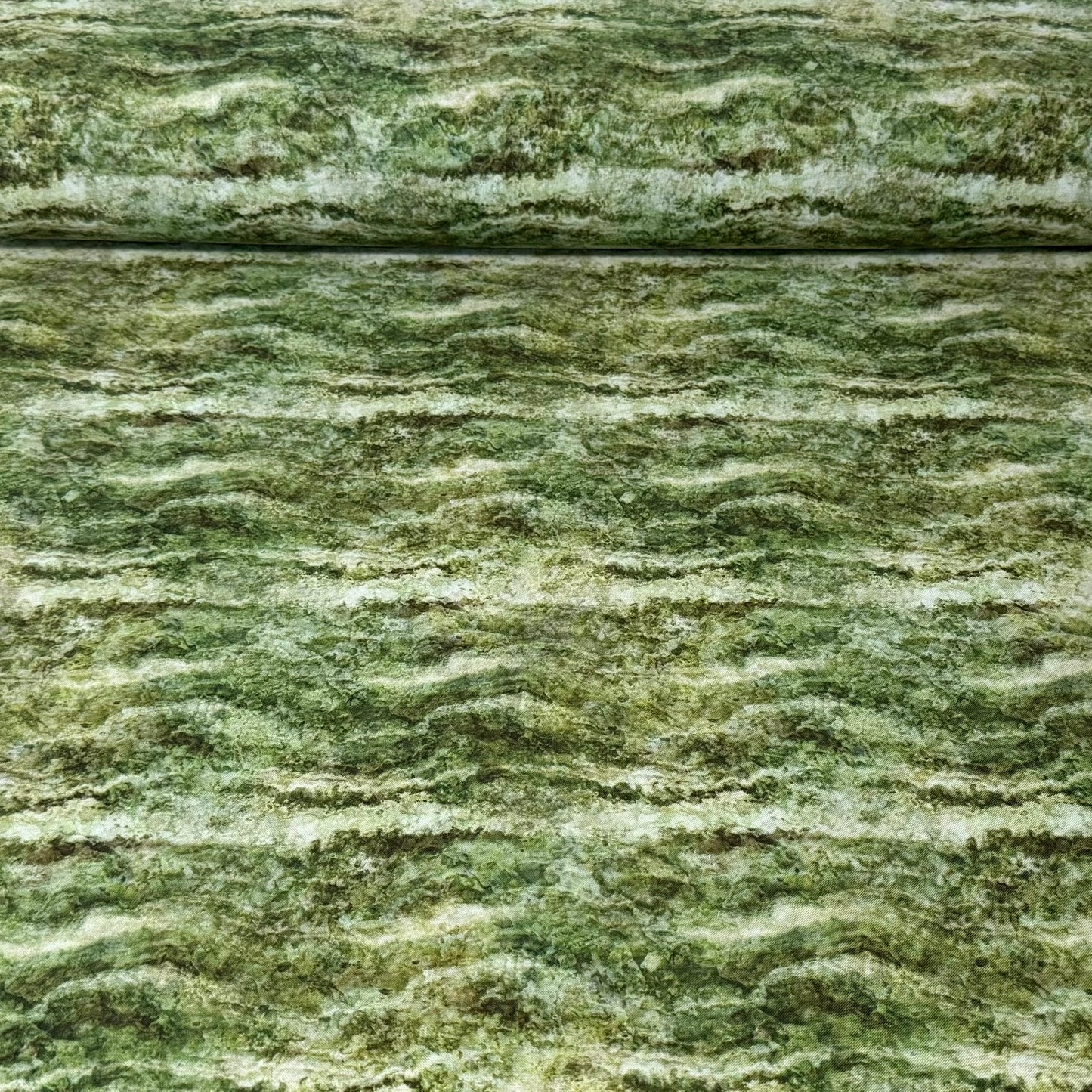Green Stone Waves Print Fabric - 100% Cotton | 45” Wide
