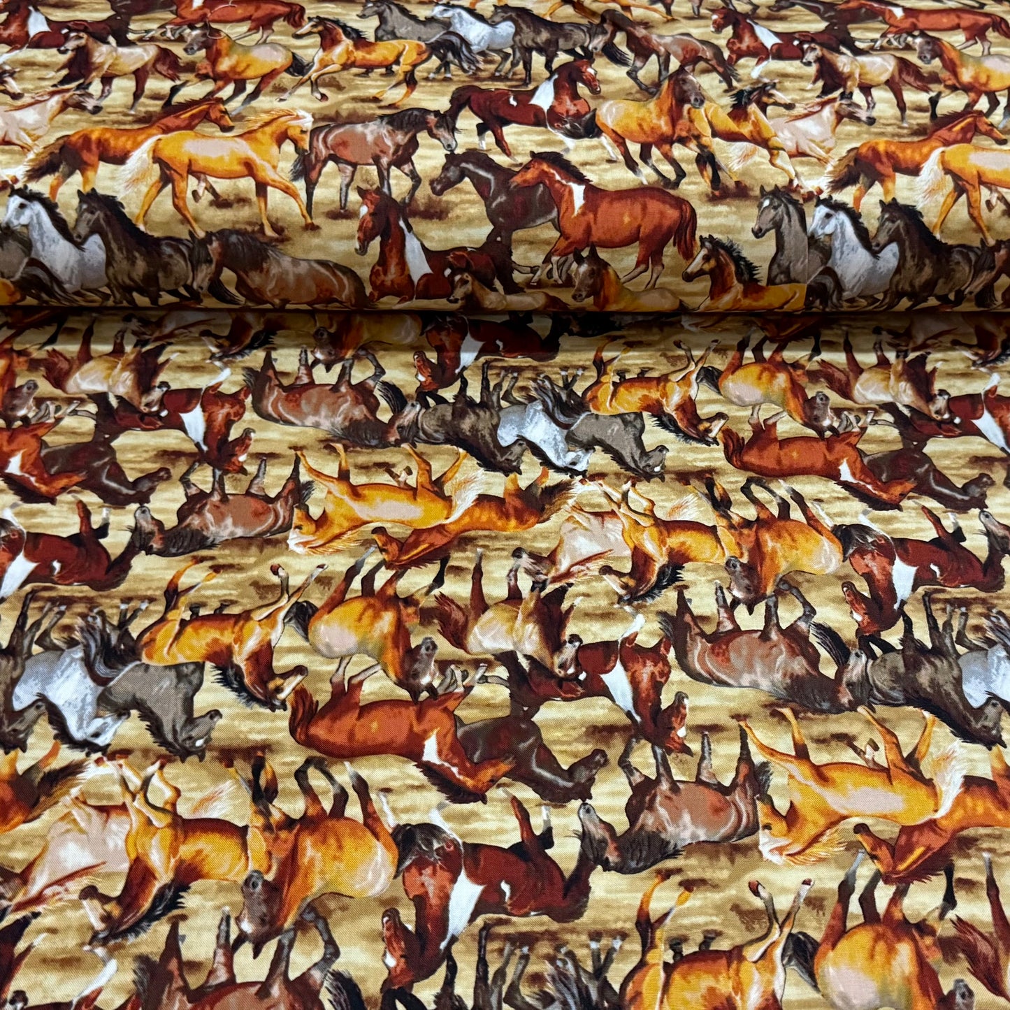Wild Running Horses Print Fabric – Desert Multi | 100% Cotton | 45” Wide