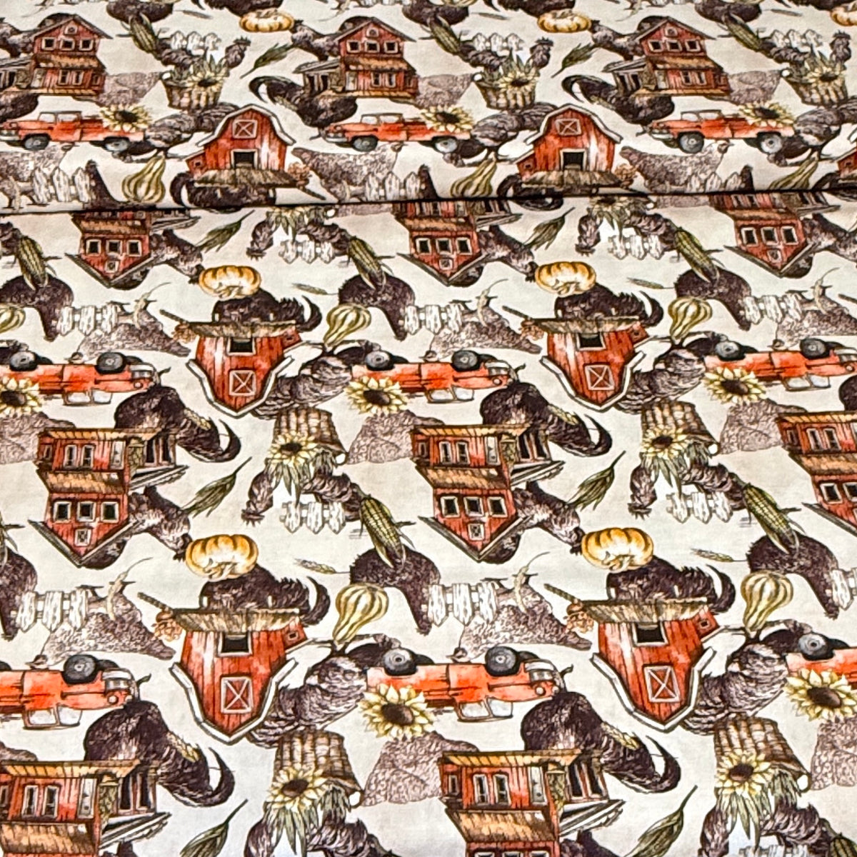 Rustic Farm Life Print Fabric – 100% Cotton | 45” Wide