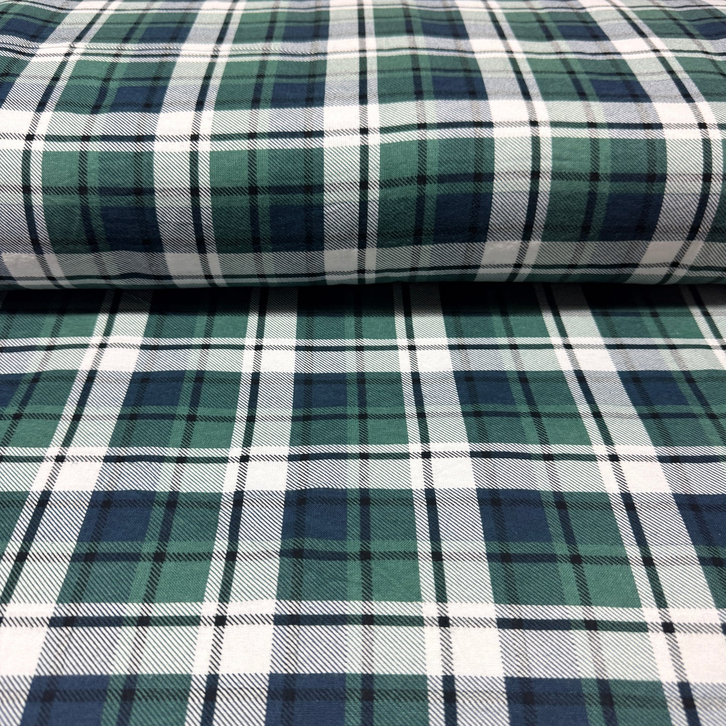 Moss Green & Lavender Grid Plaid Flannel Fabric – 100% Cotton | 45” Wide