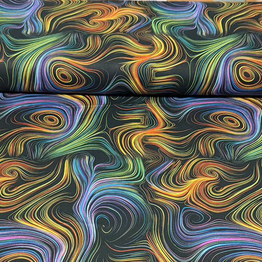 Neon Galaxy Flow Print Fabric - 100% Cotton | 45” Wide