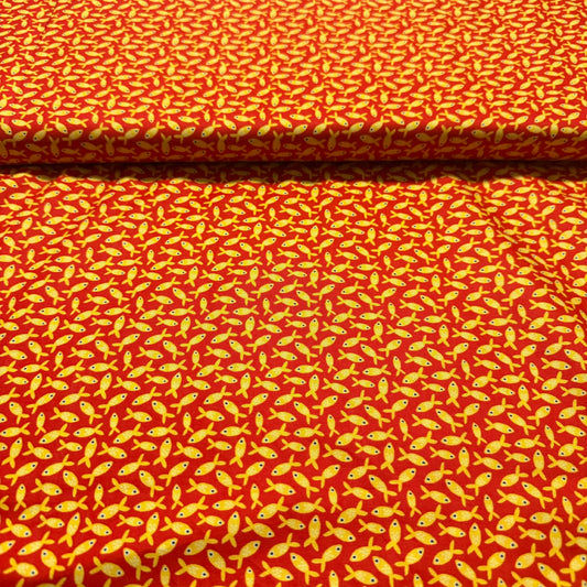 Golden Fish Toss – 100% Cotton Fabric | 45” Wide