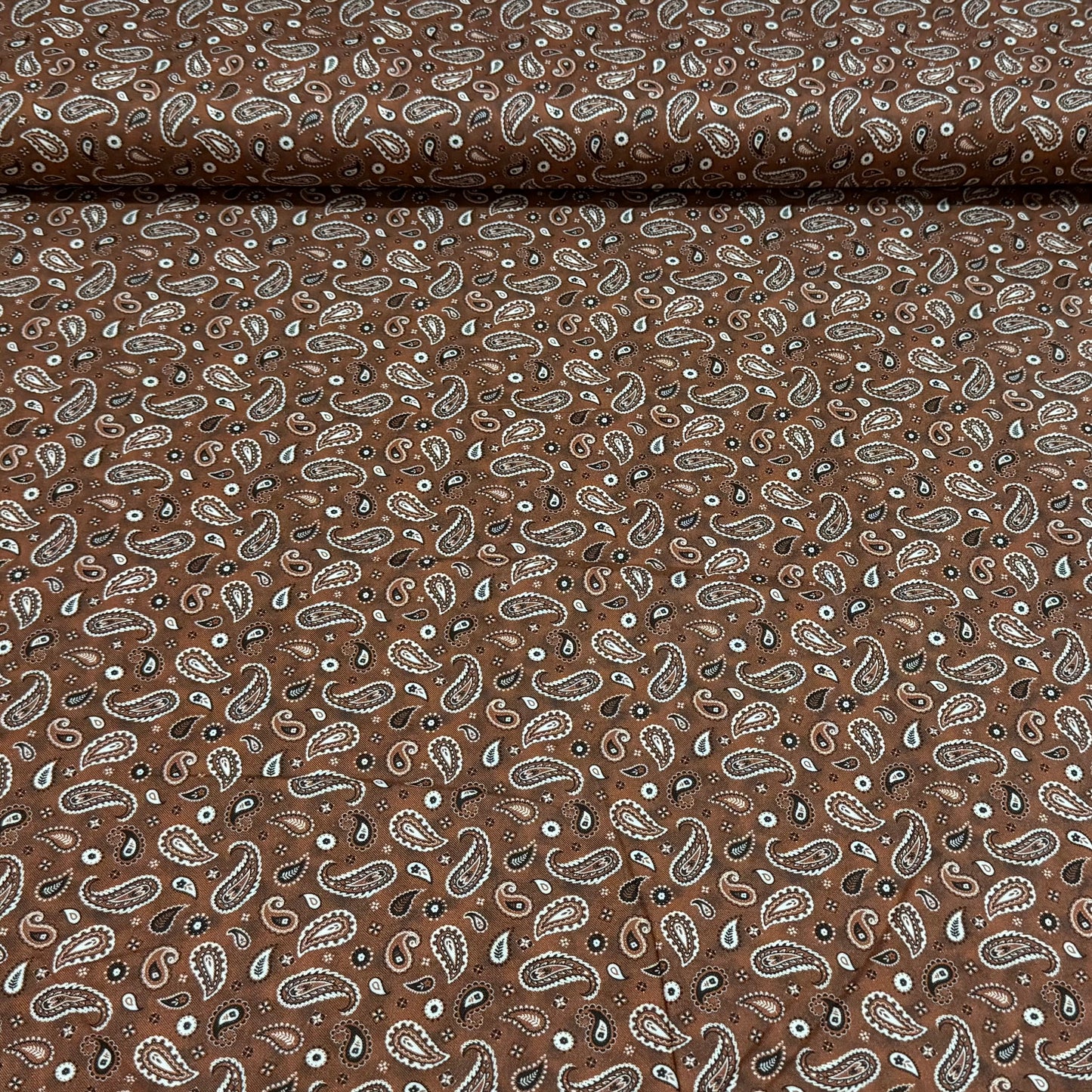 Rust Paisley Print Fabric – Brown & Cream | 100% Cotton | 45” Wide