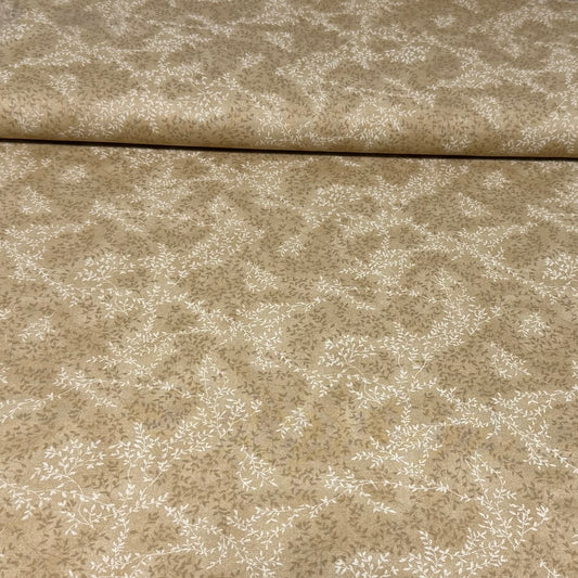 Vintage Beige Fern Print Fabric - 100% Cotton | 45” Wide