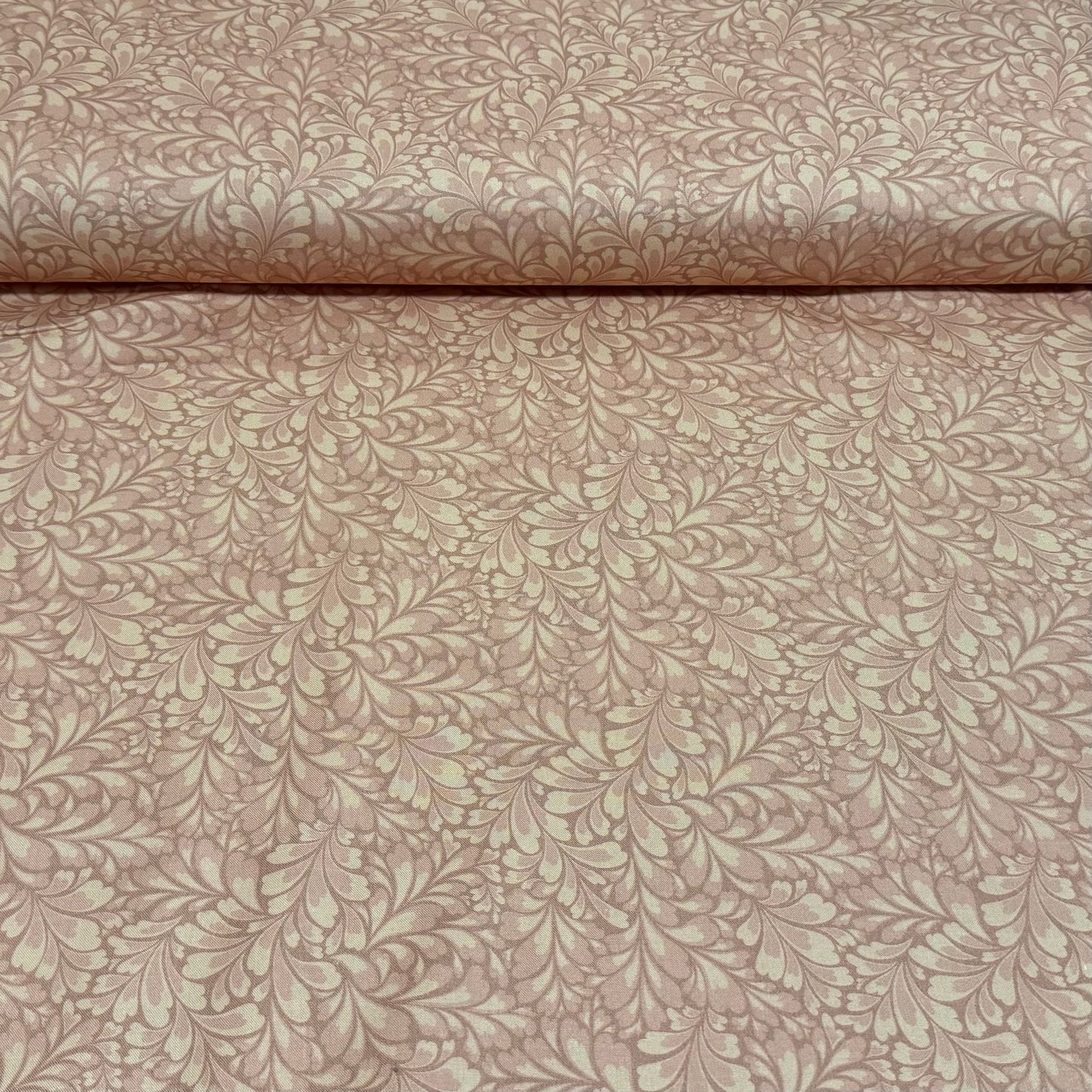Vintage Blush Leaf Vine Print Fabric – 100% Cotton | 45” Wide