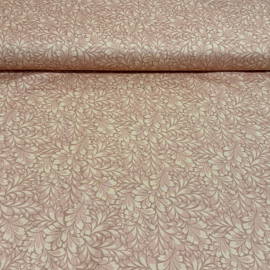 Vintage Blush Leaf Vine Print Fabric – 100% Cotton | 45” Wide