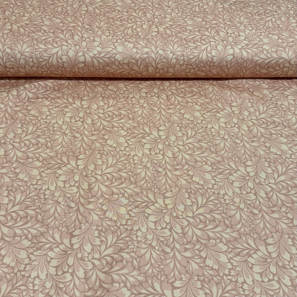 Vintage Blush Leaf Vine Print Fabric – 100% Cotton | 45” Wide