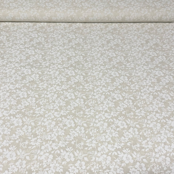 Vintage Garden Floral Cotton Fabric – Beige Tone | 45” Quilting Cotton