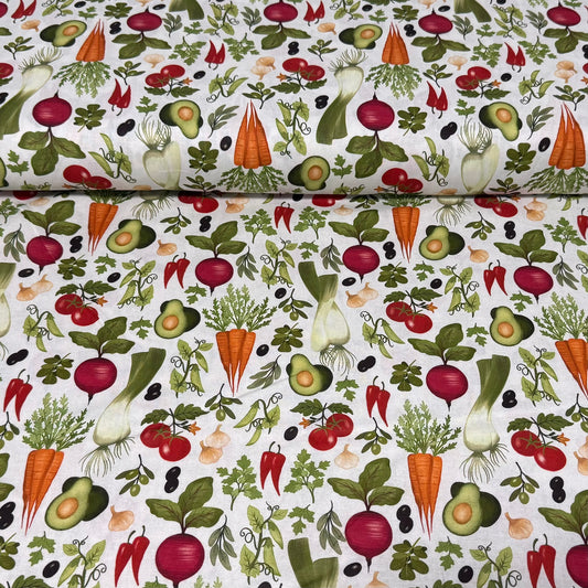 Farmers Market Fresh Print Fabric - 100% Cotton | 45” Wide