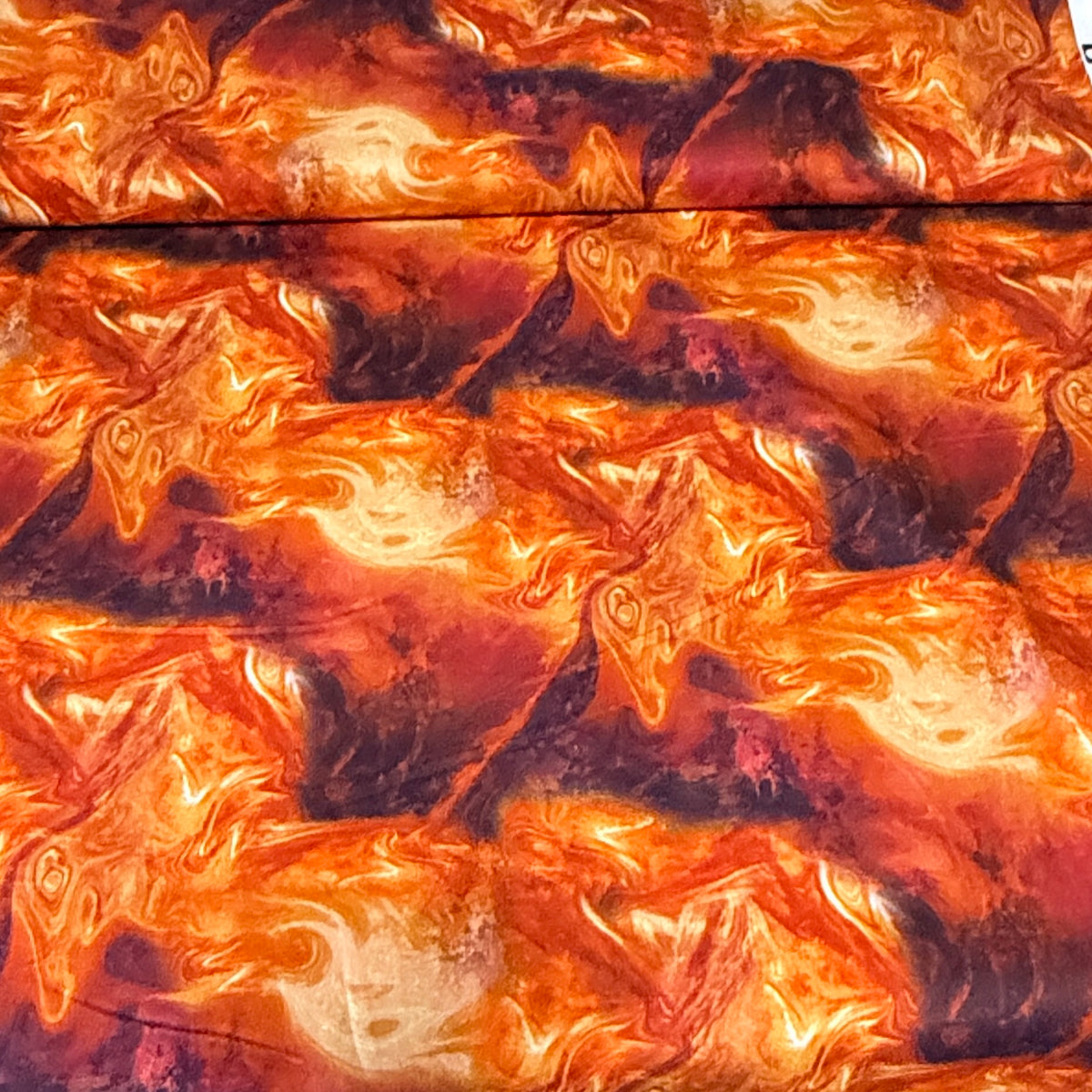 Blazing Fox Fire Print Fabric – 100% Cotton | 45” Wide