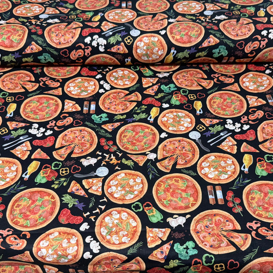 Ultimate Pizza Party Print Fabric – 100% Cotton | 45” Wide