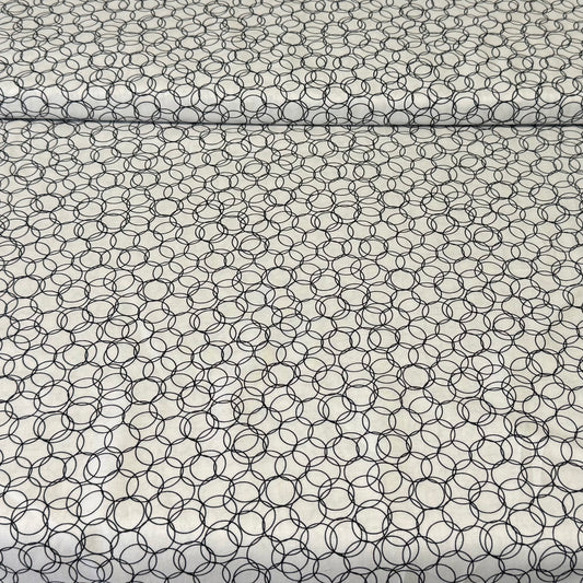 Abstract Black Circles on White Print Fabric – 100% Cotton | 45” Wide