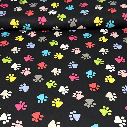 Rainbow Paw Print Fabric – 100% Cotton | 45” Wide