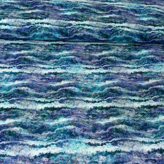 Blue Stone Waves Print Fabric - 100% Cotton | 45” Wide