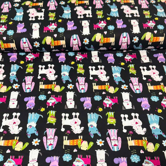 Whimsical Puppy Parade Fabric – 100% Cotton | 45” Wide