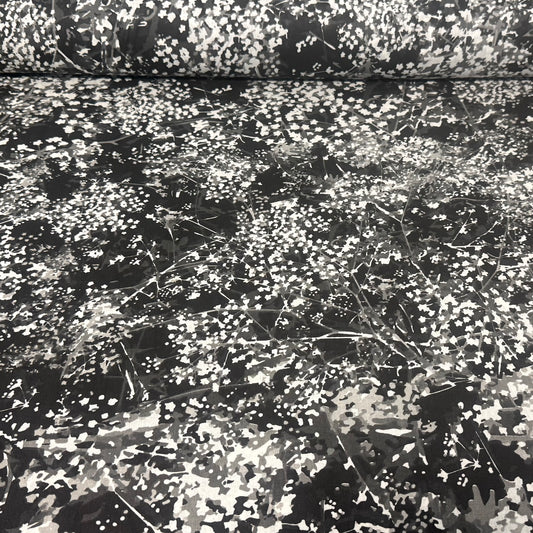 Midnight Blossom Abstract Floral Wide Back Fabric – Black | 108” Wide | 100% Cotton