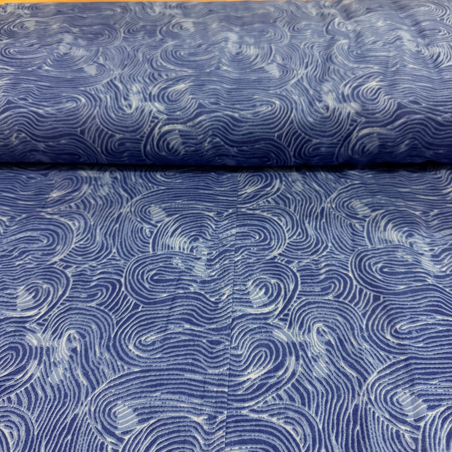 Abstract Wave Texture Cotton Fabric – Deep Blue Tone-on-Tone | 45” Quilting Cotton