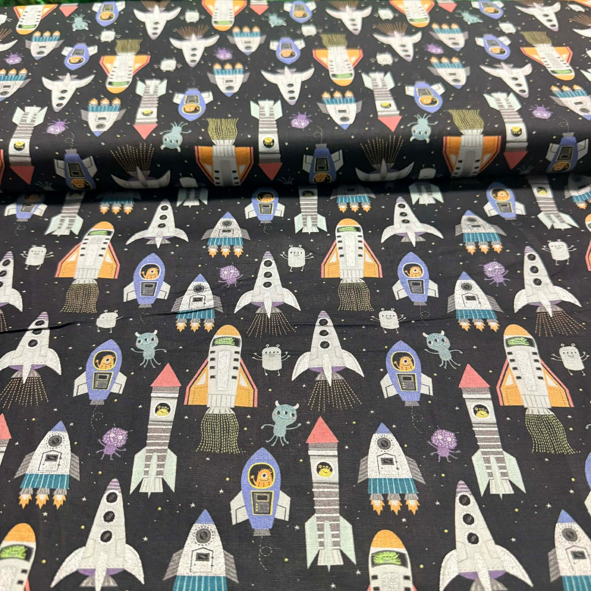 Retro Space Rockets – 100% Cotton Fabric | 45” Wide