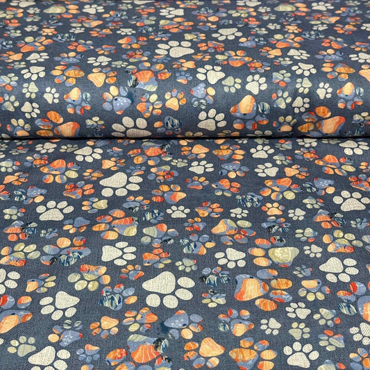 Rustic Pet Paw Print Fabric - 100% Cotton | 45” Wide