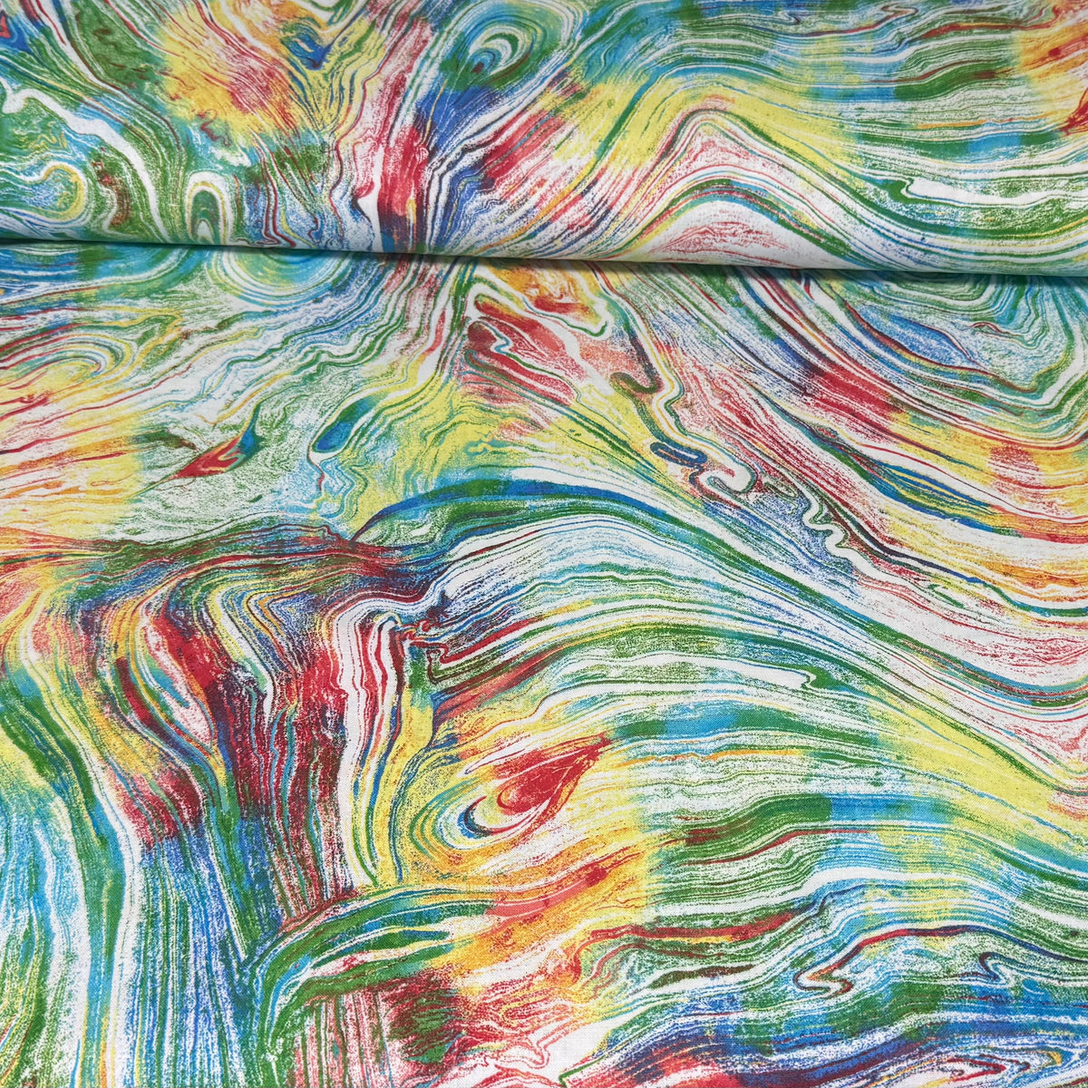 Multicolor Abstract Marble Swirl Print Fabric – 100% Cotton | 45” Wide