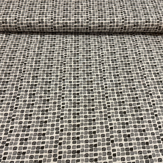 Charcoal Pebble Mosaic Print Fabric – Grey & Black | 100% Cotton | 45” Wide