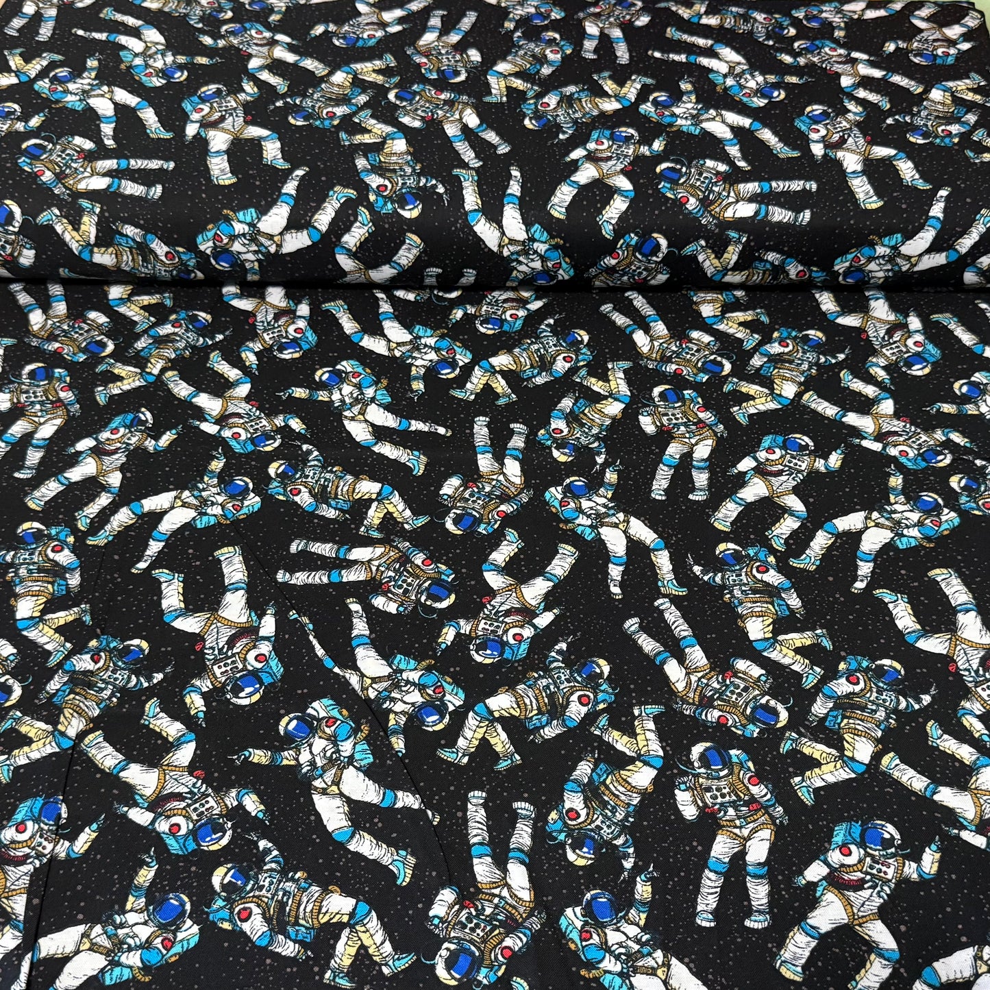 Floating Astronaut Space Print Fabric – 100% Cotton | 45” Wide