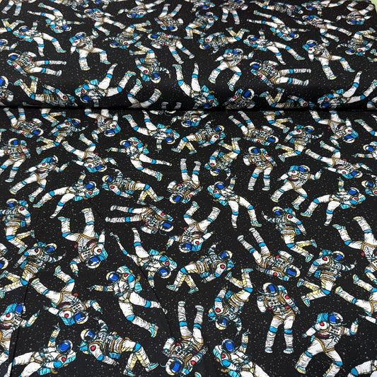 Floating Astronaut Space Print Fabric – 100% Cotton | 45” Wide