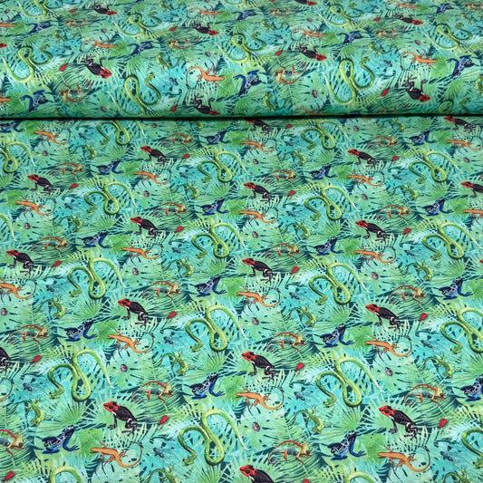 Tropical Jungle Reptile Print Fabric – 100% Cotton | 45” Wide