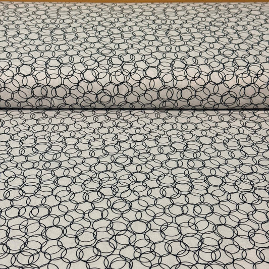 Modern Black Circle Line Print Fabric – 100% Cotton | 45” Wide