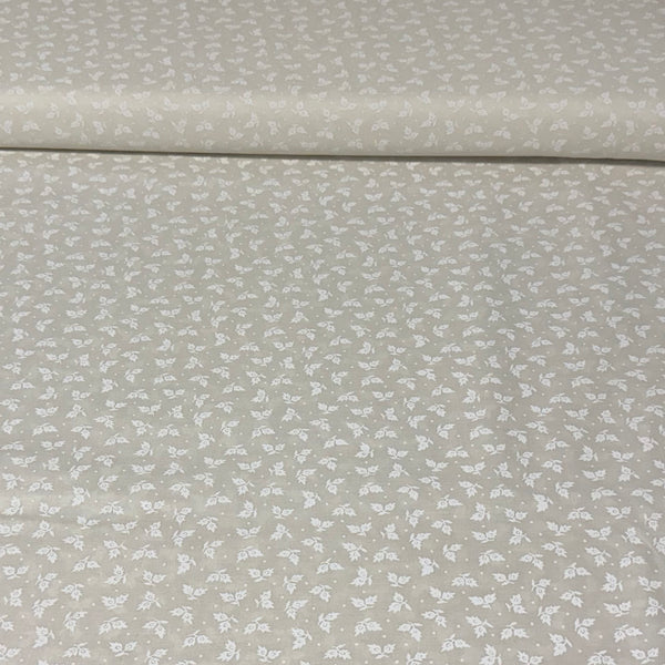 Soft Meadow Mini Floral Cotton Fabric – Beige | 45” Quilting Cotton
