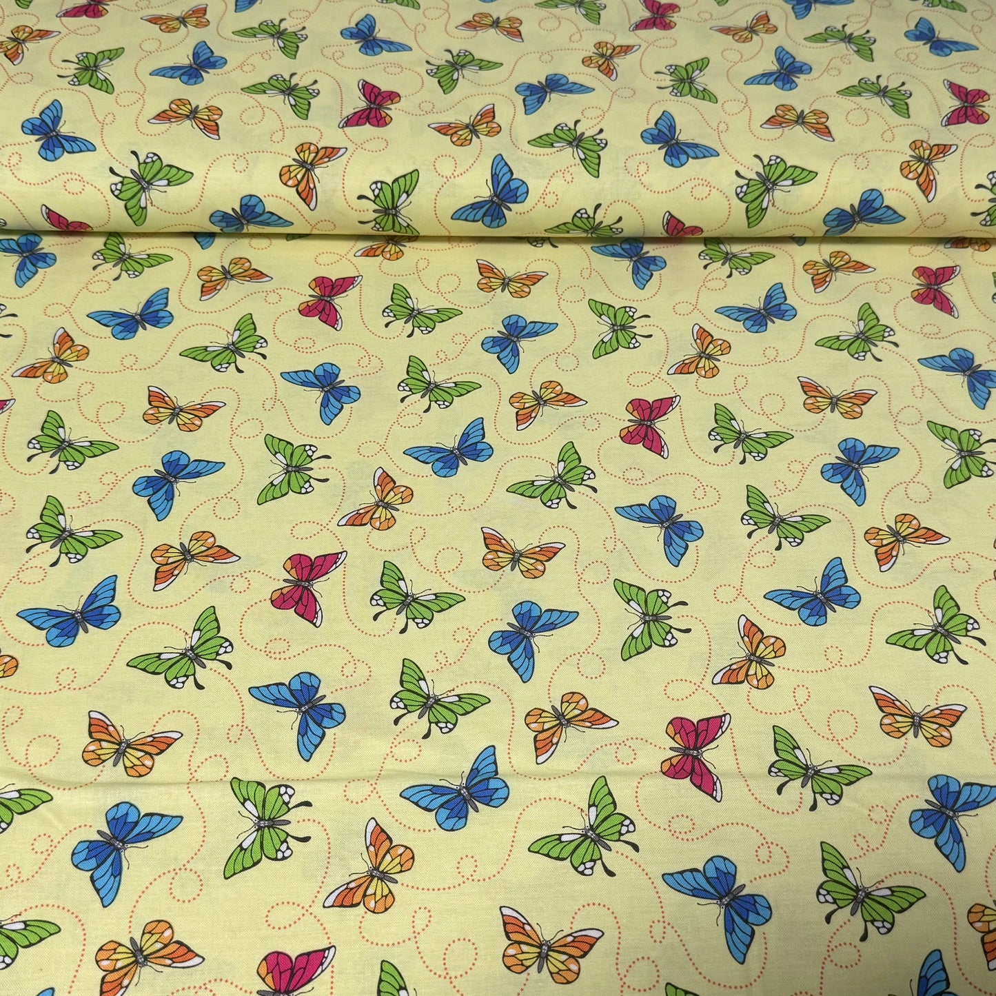 Colorful Butterfly Swirl Fabric – 100% Cotton | 45” Wide