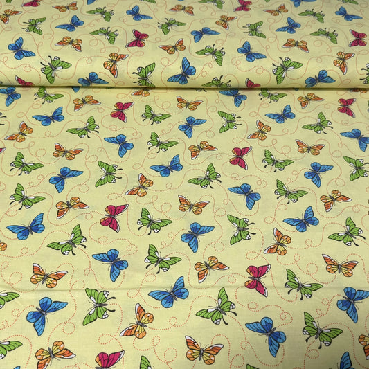 Colorful Butterfly Swirl Fabric – 100% Cotton | 45” Wide
