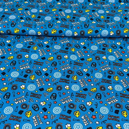 Superhero Team Icon Print Fabric – 100% Cotton | 45” Wide