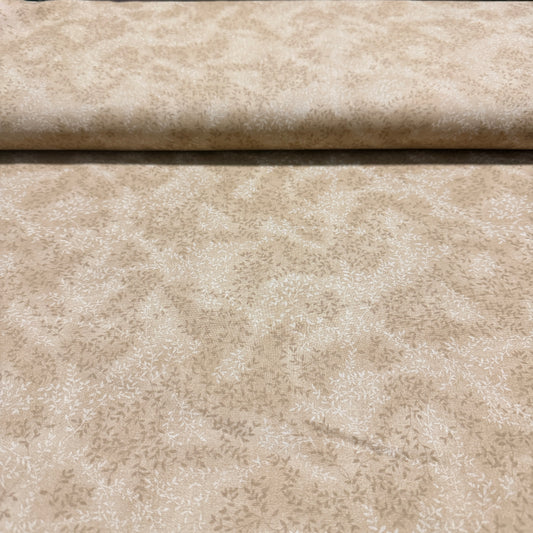 Sand Ditsy Leaf Print Fabric - 100% Cotton | 45” Wide