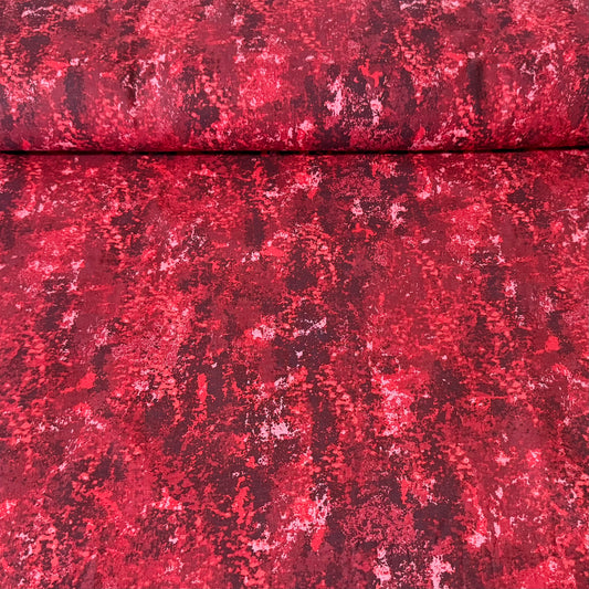 Red Distressed Texture Print Fabric - 100% Cotton | 45” Wide