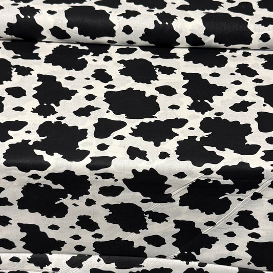 Black & White Cow Print Fabric – 100% Cotton | 45” Wide