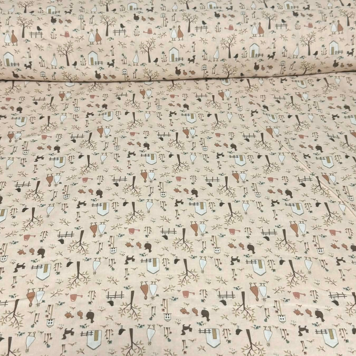 Country Farm Life Print Fabric – 100% Cotton | 45” Wide
