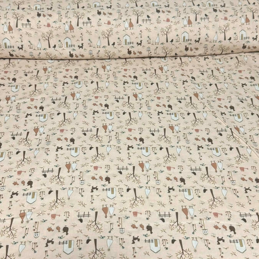 Country Farm Life Print Fabric – 100% Cotton | 45” Wide