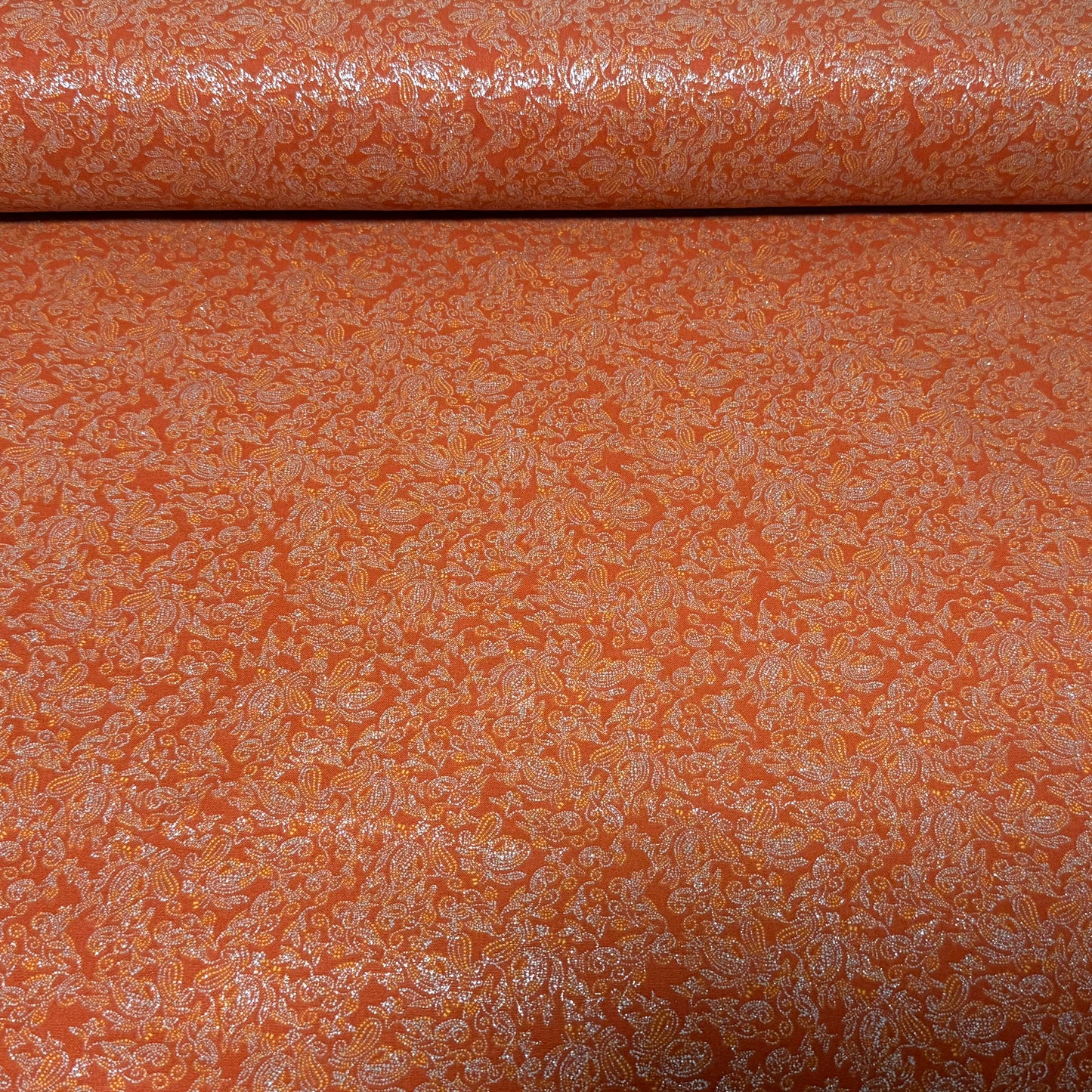 Burnt Orange Tonal Floral Print Fabric – 100% Cotton | 45” Wide