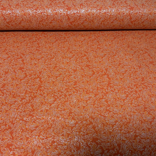 Burnt Orange Tonal Floral Print Fabric – 100% Cotton | 45” Wide