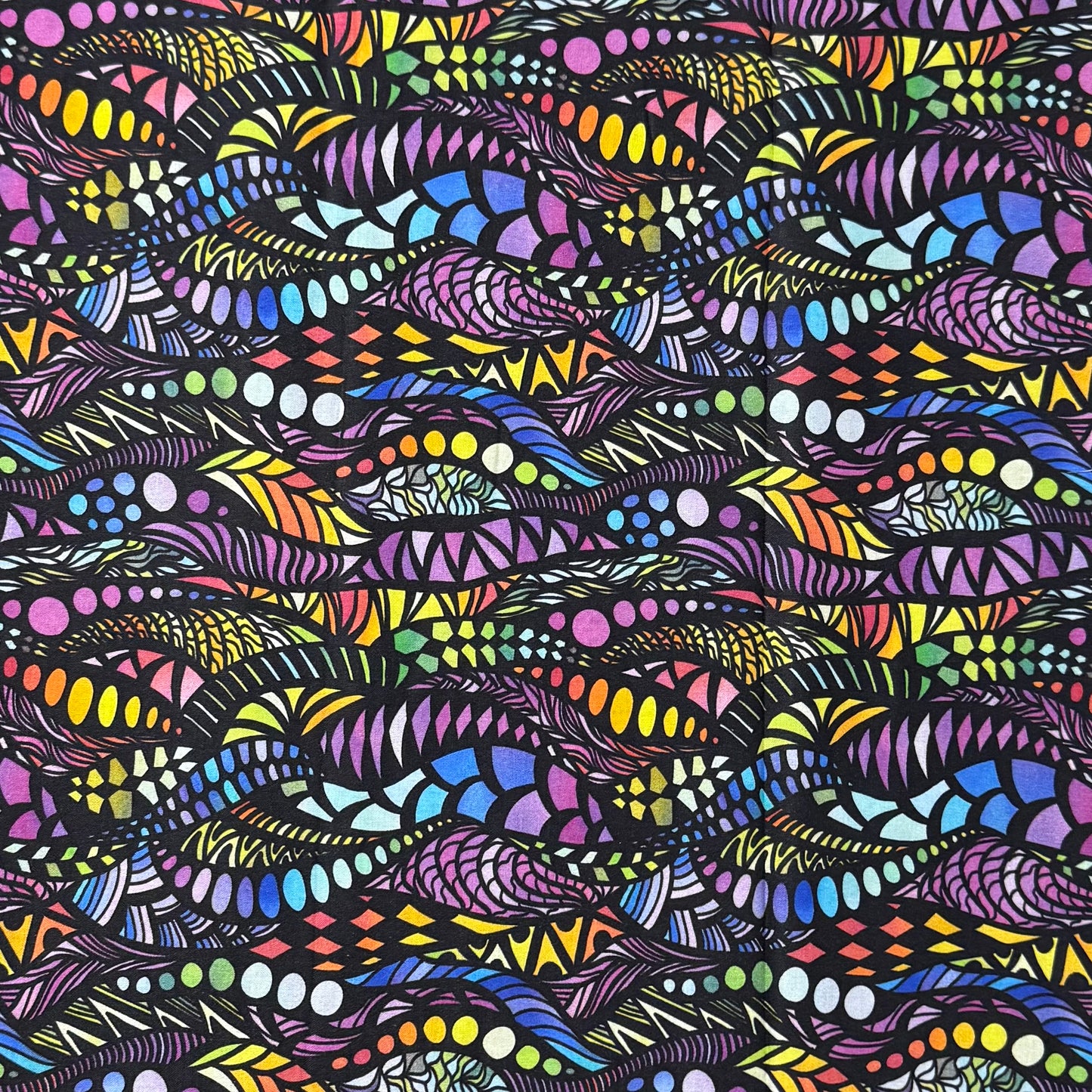 Midnight Neon Wave Abstract Fabric – 100% Cotton | 45” Wide