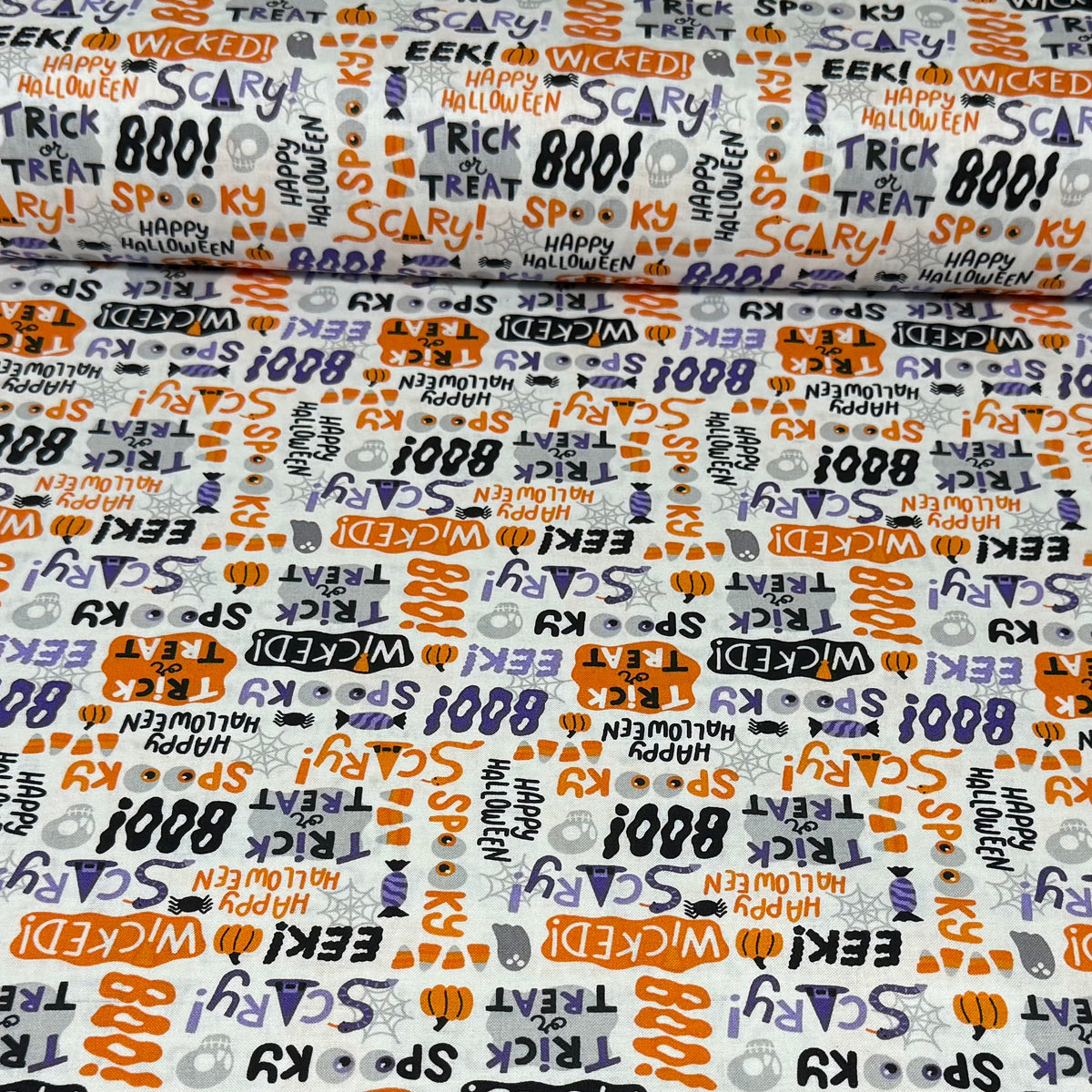Spooky Halloween Words – 100% Cotton Fabric | 45” Wide