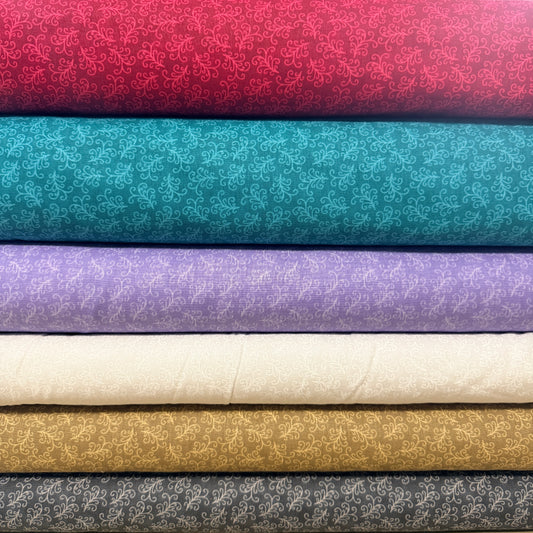 Elegant Vine Scroll Print Fabric – 100% Cotton | 108” Wide