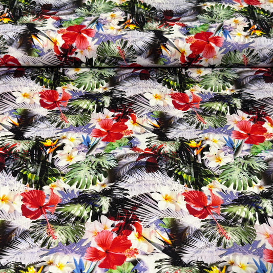Tropical Hibiscus Floral Print Fabric – 100% Cotton | 45” Wide
