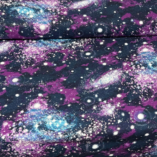 Purple Galaxy Nebula Print Fabric – 100% Cotton | 45” Wide