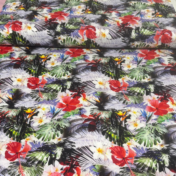 Tropical Paradise Hibiscus Floral Cotton Fabric – Multi | Summer Print
